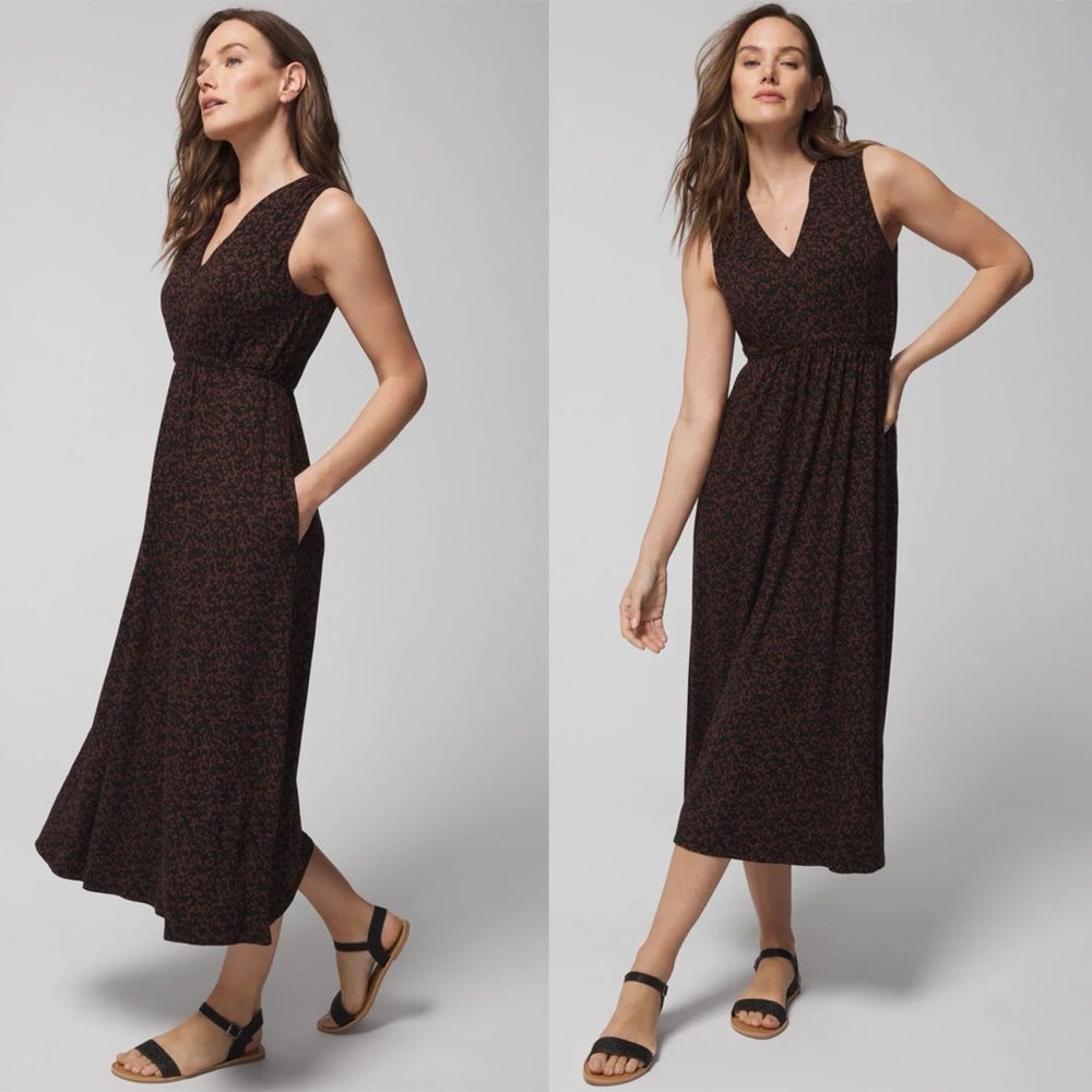 Soma Black and Brown V-Neck Midi Dress